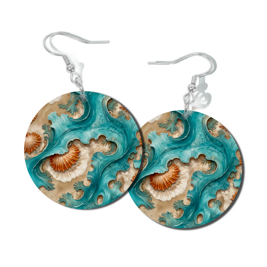 AQUA FRILL, ROUND EARRINGS