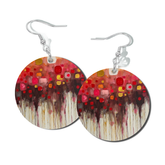 CRIMSON BOUQUET, ROUND EARRINGS
