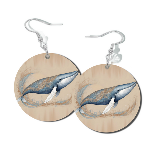 BLUE WHALE, ROUND EARRINGS